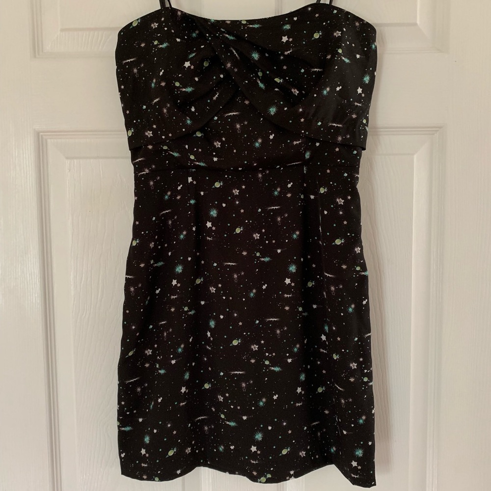 ✨Space✨print BCBG strapless mini
